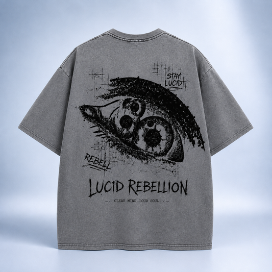 Lucid Rebellion T-Shirt Ash Grey Back